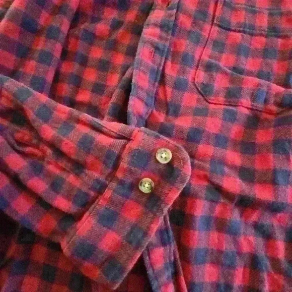 EDDIE BAUER mens small plaid red long sleeve  Button shirt - Picture 4 of 13